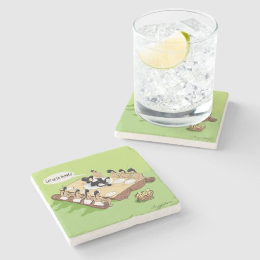 Dunkler Spaß Erntedank der indigenen Völker Steinuntersetzer (Seitenansicht)