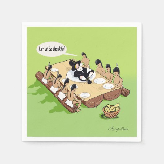 Dunkler Spaß Funny Native American Erntedank Serviette (Vorderseite)