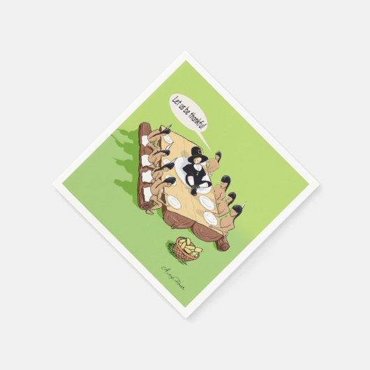 Dunkler Spaß Funny Native American Erntedank Serviette (Ecke)