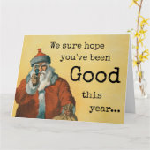 Dunkler Spaß Weihnachtsmann mit einer Waffe Karte (Gelbe Blume)