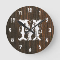 Dunkler Stallholz Inspiriert Monogram-Uhr