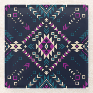 Dunkler Stamm Navajo, Vintag geometrisch. Glasuntersetzer