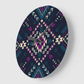 Dunkler Stamm Navajo, Vintag geometrisch. Große Wanduhr (Winkel)