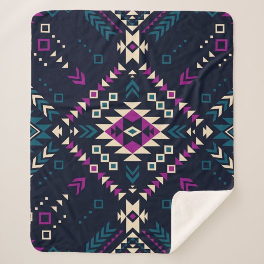 Dunkler Stamm Navajo, Vintag geometrisch. Sherpadecke (Vorderseite)