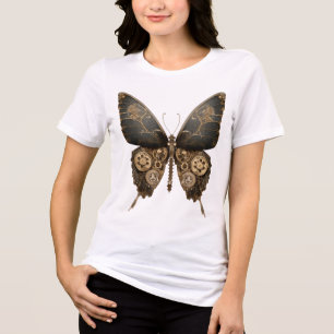 Dunkler Steampunkenschmetterling mit Vintagen Gäng Tri-Blend Shirt