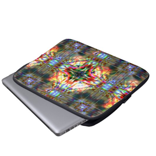 Dunkler Stern an gläsernen Blume, rot bis dunkelgr Laptopschutzhülle (Vorne Knopf)