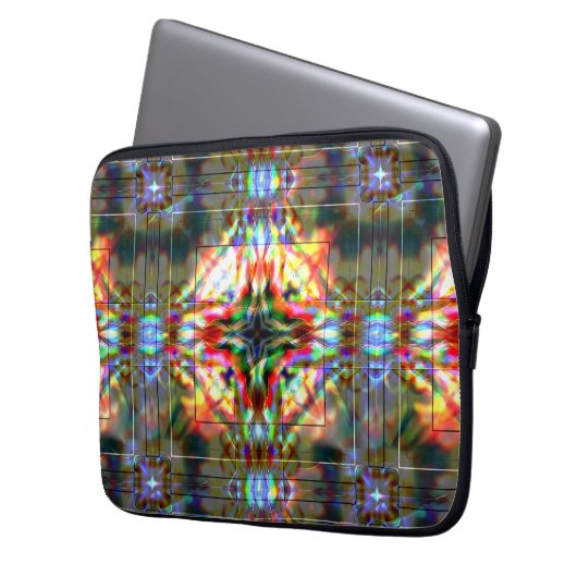 Dunkler Stern an gläsernen Blume, rot bis dunkelgr Laptopschutzhülle (Vorderseite Links)