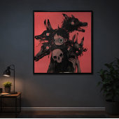 Dunkler Surrealismus Albträume - Gothic Rot Abstra Poster