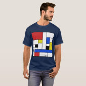 Dunkler T - Shirt Mondrian Linien-Männer (Vorne ganz)