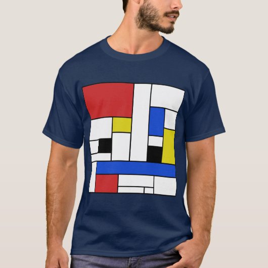 Dunkler T - Shirt Mondrian Linien-Männer (Vorderseite)
