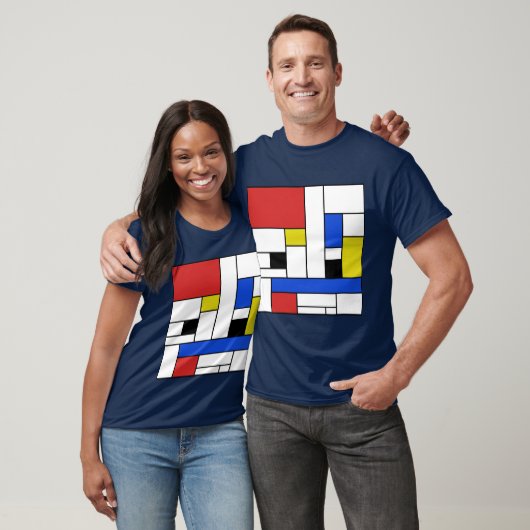 Dunkler T - Shirt Mondrian Linien-Männer (Unisex)