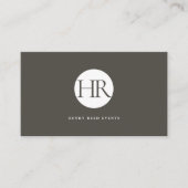 Dunkler Taupe-Monogramm-Logo-QR-Code Visitenkarte (Vorderseite)