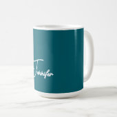 Dunkler Teal-Trend Moderner Minimalistischer Hands Kaffeetasse (VorderseiteRechts)