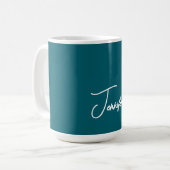 Dunkler Teal-Trend Moderner Minimalistischer Hands Kaffeetasse (Vorderseite Links)