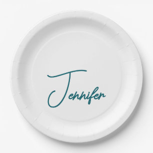 Dunkler Teal-Trend Moderner Minimalistischer Hands Pappteller