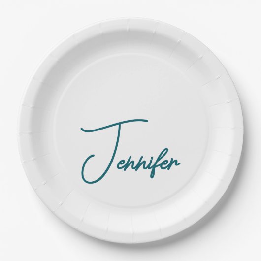 Dunkler Teal-Trend Moderner Minimalistischer Hands Pappteller (Vorderseite)