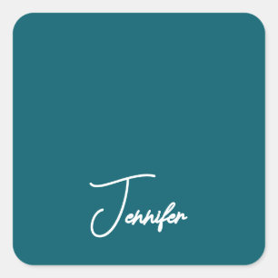 Dunkler Teal-Trend Moderner Minimalistischer Hands Quadratischer Aufkleber