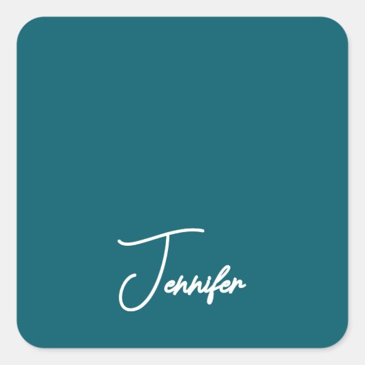 Dunkler Teal-Trend Moderner Minimalistischer Hands Quadratischer Aufkleber (Vorderseite)