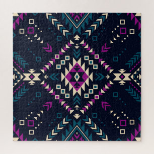 Dunkler tribaler Navajo, vintage geometrisch. Puzzle