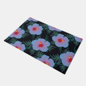 Dunkler tropischer blauer Hibiskus Fußmatte (Schrägansicht)