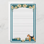 Dunkler Türkis-gezeichnetes Blumenbriefpapier Briefpapier (Vorne/Hinten)