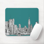 Dunkler Türkis NYC Mousepad (Mit Mouse)