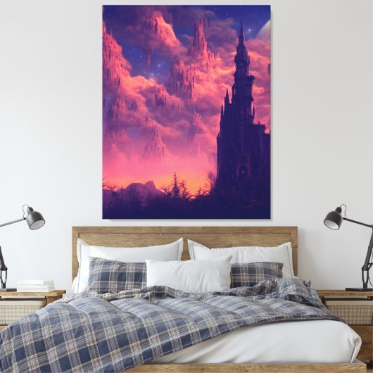 Dunkler Turm Stretched Canvas Print Leinwanddruck (Insitu (Schlafzimmer))