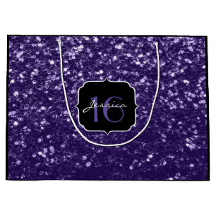 Dunkler ultravioletter lila Glitter-Glitzern Große Geschenktüte