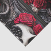 Dunkler und gotischer Schädel und Rose Murial Seidenpapier (Detail)