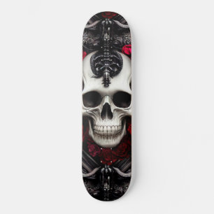 Dunkler und gotischer Schädel und Rose Murial Skateboard