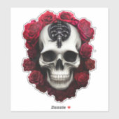Dunkler und gotischer Schädel und Rose Vinyl Stick Aufkleber (Blatt)