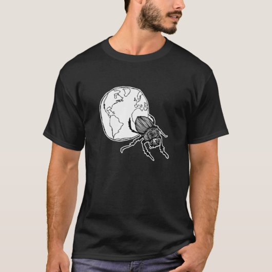 Dunkler und rauer Sisyphus Mistkäfer rollt Erde T-Shirt (Vorderseite)