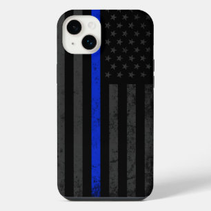 Dunkler und robuster Stil Dünne blaue Linie Poli iPhone 14 Plus Hülle