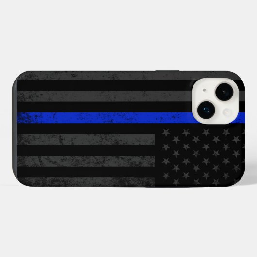 Dunkler und robuster Stil | Polizeiflagge der Thin iPhone Hülle (Rückseite (Horizontal))