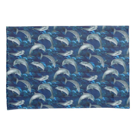 Dunkler Unterwassersee mit Delphinen Kissenbezug (Vorderseite-Rechts)