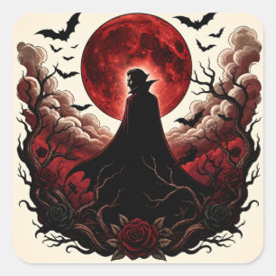 Dunkler Vampir-Rotmond-Goth-Halloween Quadratischer Aufkleber