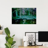 Dunkler verzauberter Fantasy Art Forest Pond Poster (Heimbüro)