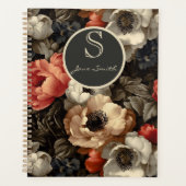 Dunkler Vintage-Blumen-Spiral-Planer Planer (Vorderseite)