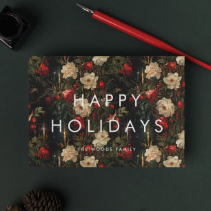 Dunkler Vintage-Hintergrund Minimalist Happy Holid Feiertagskarte