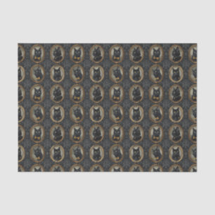 Dunkler Vintage-Schwarzer-Katze-Bilderrahmen-Decou Seidenpapier