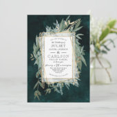 Dunkler Vintager Kranz mit rustikaler Vegetation Einladung (Stehend Vorderseite)