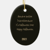 Dunkler Vollmond Friedhof und Raven Halloween Keramik Ornament (Hinten)