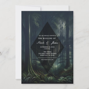 Dunkler Wald bei Hochzeitsdämmerung Einladung