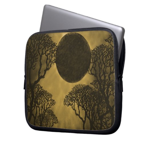 Dunkler Wald Eclipse Laptop Tasche, Gold Laptopschutzhülle (Vorderseite Links)