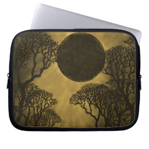 Dunkler Wald Eclipse Laptop Tasche, Gold Laptopschutzhülle