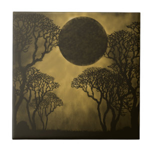 Dunkler Wald Eclipse Tile, Gold Fliese