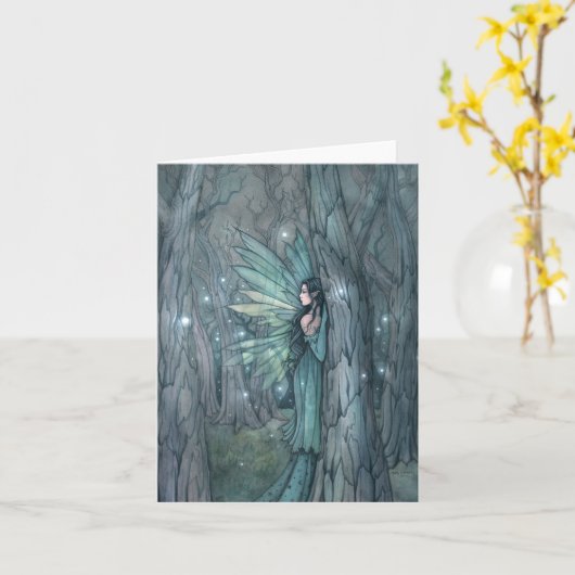 Dunkler Wald Fairy Mystical Art Blank Innen Karte (Gelbe Blume)