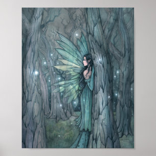 Dunkler Wald Fairy Mystical Fantasy Art Poster