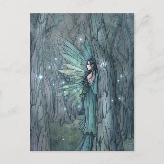 Dunkler Wald Fairy Mystical Fantasy Art Postkarte (Vorderseite)