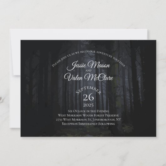 Dunkler Wald Gothic Elegant Hochzeitwald Natur Einladung (Vorderseite)
